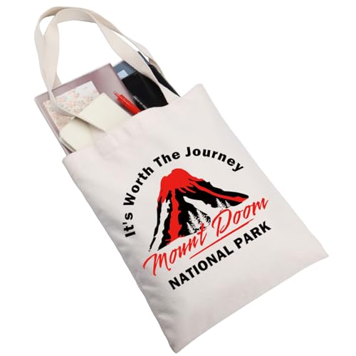 Sac fourre-tout Terre du Milieu cabas coton avec citation It's Worth The Journey Rings - 3