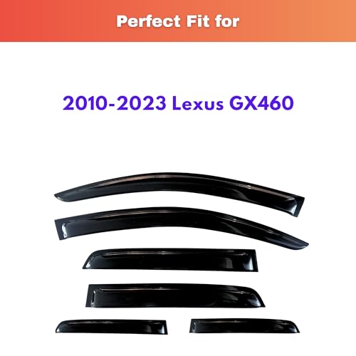 Image of KPY Rain Guards Fit for 2010-2023 Lexus GX460, Out-Channel Window Visors Vent Wind Deflectors 6PC, Car Accessories for 10-23 Lexus GX Series