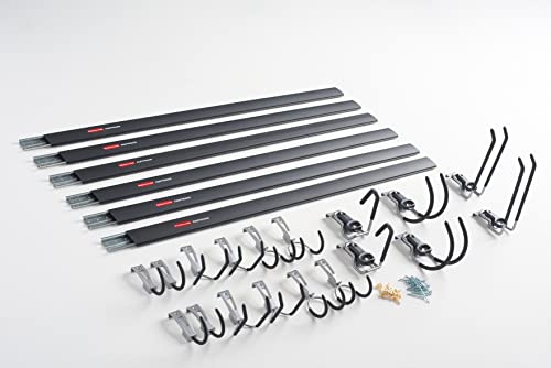 Rubbermaid 24-Piece Fasttrack Garage Wall-Mounted Storage Kit, 6 Rails And 18 Hooks, For Home/House/Tool/Sports/Equipment/Utility Purposes #TOP2