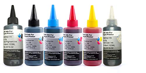 キャノン CANON 詰め替え 互換インク100ml 6色セット PGBK顔料(BK/C/M/Y/GY 染料) 補充用インクボトル