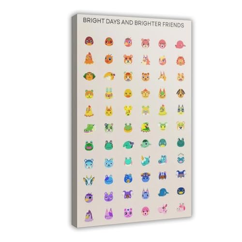 BFTIUTG Póster en lienzo con diseño de animal Crossing Rainbow Villager, para decoración de pared, pinturas para sala de estar, dormitorio, 16 x 24 pulgadas (40 x 60 cm)