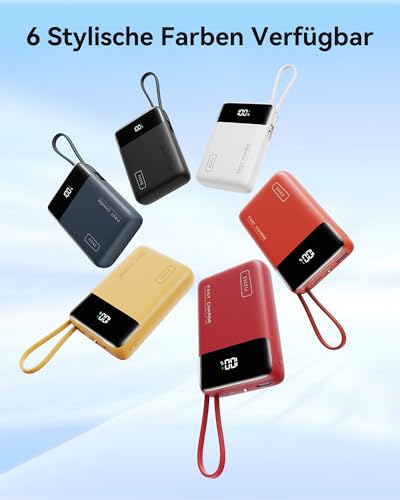 Image of INIU 20000mAh Power Bank, Small 45W PD Fast Charging Portable Charger with Built-in USB C Cable, Flight-Safe Travel External Phone Battery Pack for Women, Girls, Daily Commute, Gift, Beige