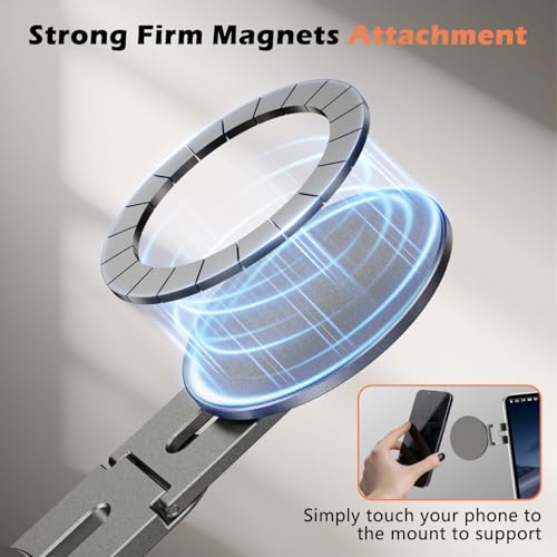 ALAFLY Magnetic Phone Holder for Laptop, 360° Adjustable MacBook Monitor Side Mount for iPhone 17 Pro Max/16/15/14/13/12 MagSafe for Tesla, Portable Foldable Cell Phone Holder Accessory, Gray - image 8