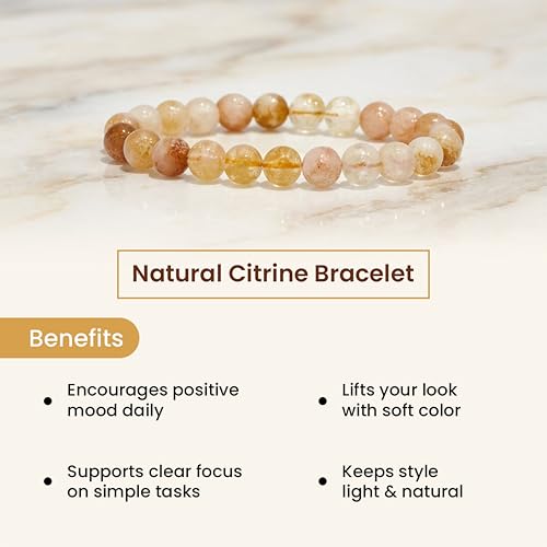 Image of Natural Citrine Bracelet Original Certified for Men & Women, 8mm-10mm Beads, Success, Prosperity & Positive Energy, Confidence & Abundance, by Acharya Lavbhushan Ji