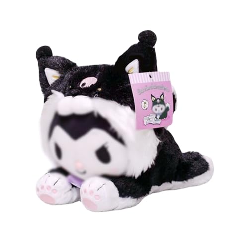 Image of Veakeqe 1 Pcs Cartoon Plush Stuffed Animal, Lovely Plush Dolls,8 Inch Anime Cute Soft Plush Figure Toy, Soothe Kids Girl Fans Toys Gift Bag Filler Birthday Gift for Kids (Black)