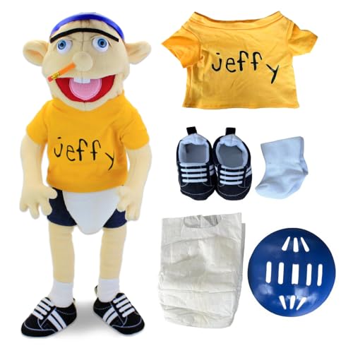 ADDLIVE Jeffy Puppet Plush Toy Doll 60CM Funny Puppets Toy Jeffy Puppet Uk Soft Plush Toy for Boys and Girls Gift for Birthday Christmas Halloween Party Yellow
