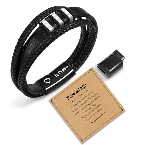SUNSH Pulsera Hijo, Regalos Originales para Hombres, Pulsera Cuero Hombre, Regalo Navidad San Valentín Día del Padre Aniversario Cumpleaños Regalos para Niño Hijo SUNSH Pulsera Hijo, Regalos Originales para Hombres, Pulsera Cuero Hombre, Regalo Navidad San Valentín Día del Padre Aniversario Cumpleaños Regalos para Niño Hijo