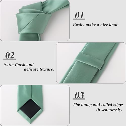 Image of Landisun Black Tie Men Women Solid Skinny Ties Slim Ties Satin Tie
