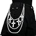 Gothic Cross Pants Chain for Men Women, 3-Layer Silver Alloy Punk Jeans Chain with Lobster Clasps, Metal Belt Chain for Wallet, Keys & Streetwear Fashion