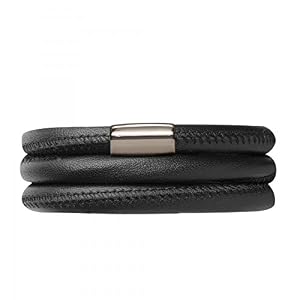 ENDLESS endless Damen Armband Edelstahl Magentverschluss Leder Schwarz 12101 ENDLESS endless Damen Armband Edelstahl Magentverschluss Leder Schwarz 12101