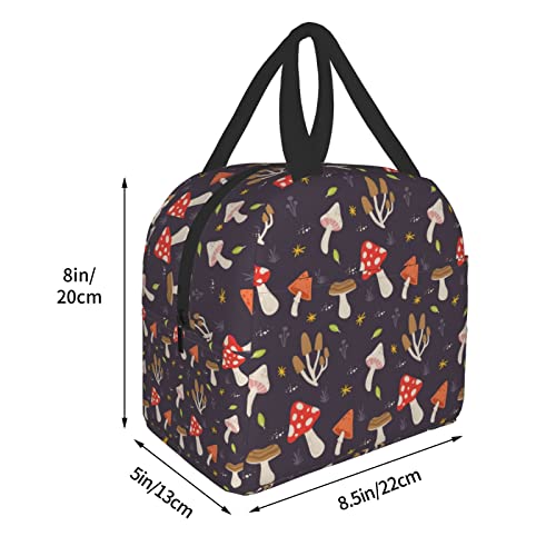 Pubnico Brown Mushroom Lunch Box , Bento Box Insulated Lunch Boxes Reusable Waterproof Lunch Bag With Front Pocket For Office Picnic Hiking Beach #TOP4