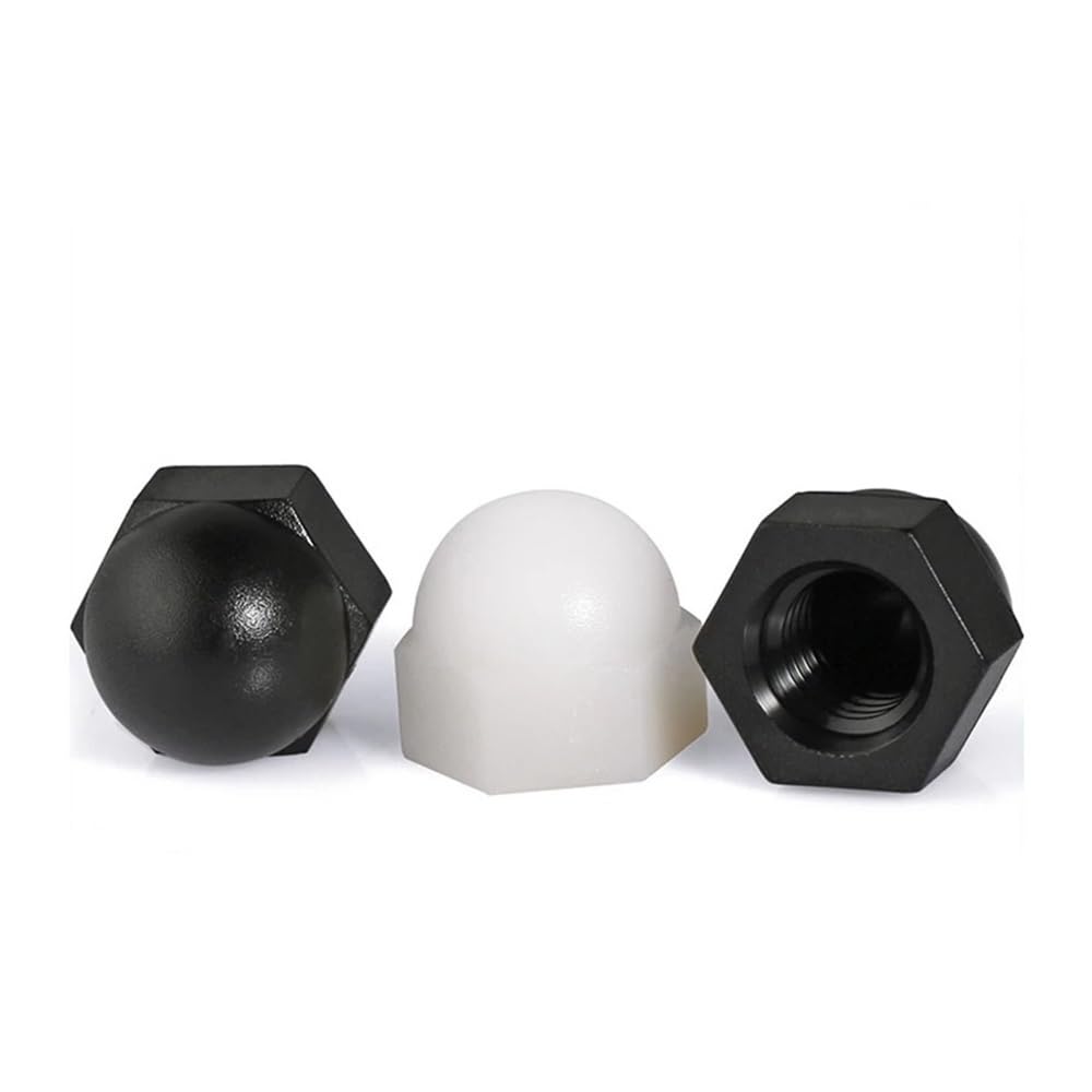 2/5/10/50 pz Nylon Ghianda Tappo A Cupola Dadi Bianco/Nero di Plastica Esagonale Dado Esagonale M3 M4 M5 M6 M8 M10 M12 M14 M16 M18 M20(Black,M6 (20pcs))
