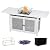BOVONO 42inch Propane Fire Pit Table, Rectangular Gas Firepit Table with Removable Desktop,2 Tier Storage Shelves, Tempered Glass and Rain Cover for Garden, Patio & Backyard (White)