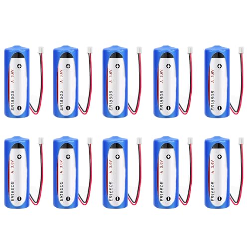 MEELER 10 PCS A Size 3.6V 4000mAh ER18505 with 2.0 White Connector Lithium Battery Non Rechargeable
