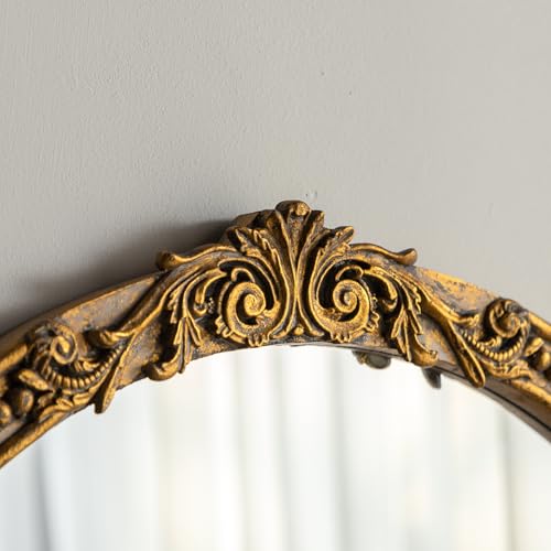 Image of ZIYOO Vintage Ornate Oval Wall Mirror, Baroque Gold Framed Decorative Mirror, Ornate Antique Accent Mirror for Living Room, Bedroom, Entryway, Vanity 26 inchx31 inch