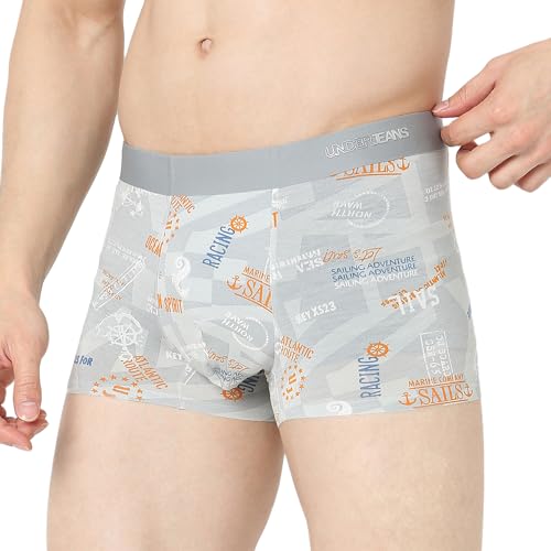 Image of Underjeans by Spykar Men Super Premium Bonded Elastic Light Grey Trunk