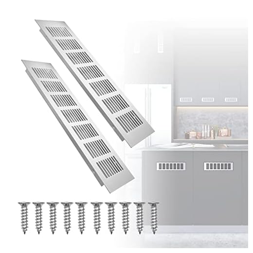 AHRITA 2 Piezas Pejilla Ventilacion Chimenea de Aluminio 300 x 80 mm, Rejilla de Ventilación Rectangular, Rejilla Ventilacion Horno para Ventilación de Armarios y Dormitorios, Plata