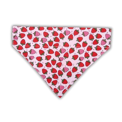 Max & Molly Wendehalstuch aus Stoff für Hunde und Katzen, um Bandana sicher an Ort und Stelle zu halten (rosa Erdbeeren, Mittelgroß)