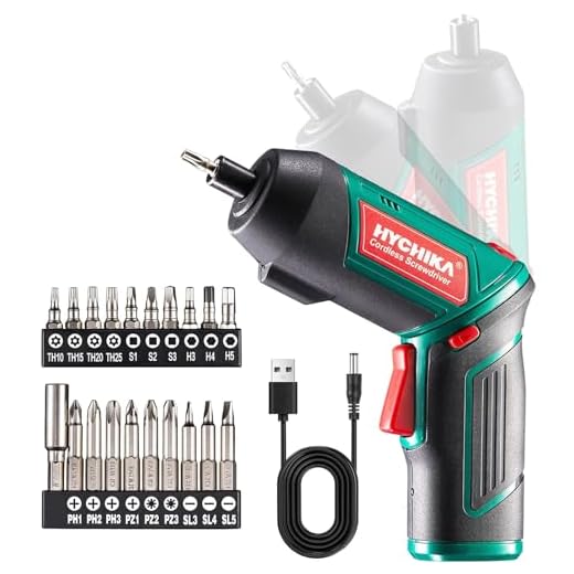 Cordless Screwdriver 6 N.m, HYCHIKA 3.6V 2.0Ah Electric Screwdriver Gun, Adjustable 2 Position Handles, Front LED, DC Charging, 20pcs Accessories
