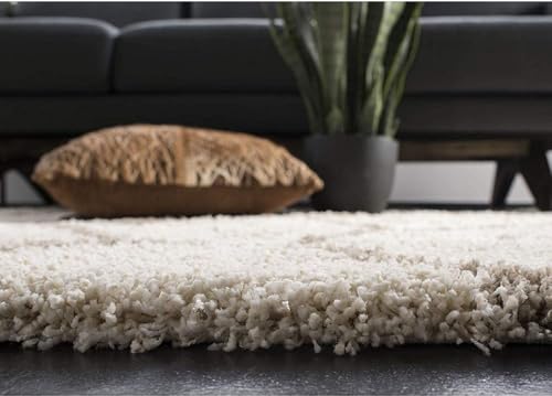 Image of TRANQUIL Polyester Fluffy Fur Rug Shaggy Modern Carpet for Living Room, Bedroom, Guest Room, Kids Room (2x5 Feet, Ivory & Beige)