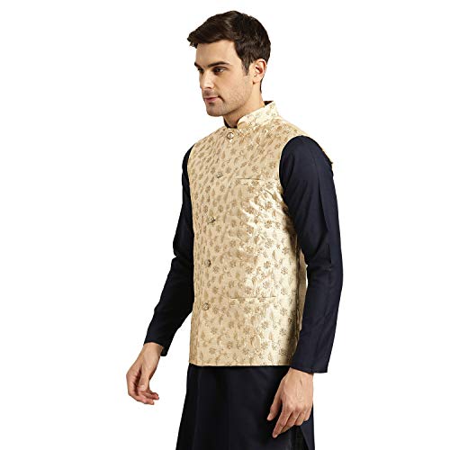 Sojanya (Since 1958 Men'S Silk Blend, Embroidered Nehru Jacket3