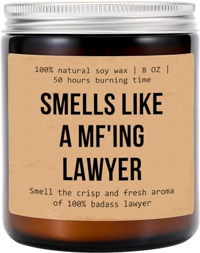 Smells Like A Mf'ing Lawyer Candle - Gift for Lawyer - Bar Exam Gift - Future Lawyer Candle - Lawyer Gift - Aromatherapy Glass Candle Jar - Non-Toxic Ingredients