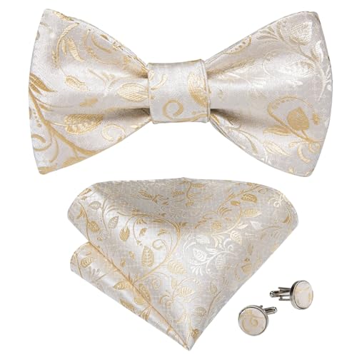 Set de corbata de moño floral de seda para hombre