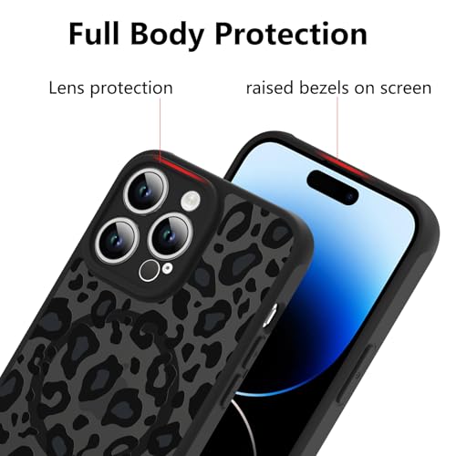 Image of KANGHAR Case for iPhone 14 Pro Phone Case Leopard Printed Pattern | Cute Cheetah [Compatible with Magsafe] Protective Magnetic Case for Girls Women Men 6.1 inch