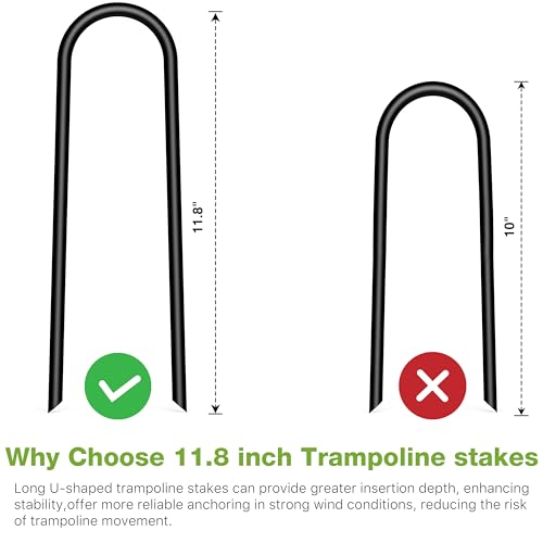 Image of Heavy Duty Trampoline Stakes Anchors High Wind U Type Sharped Ends Safety Ground Anchors Galvanized Steel 11.8 inch for Soccer Goals,Tents and Garden Decorations