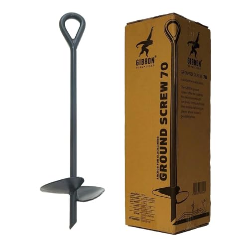 Gibbon Slacklines Ground Screw Punto de Anclaje, Tornillo de Tierra, Longitud: 70cm, Ancho de Placa: 20cm, Slackline sin árboles