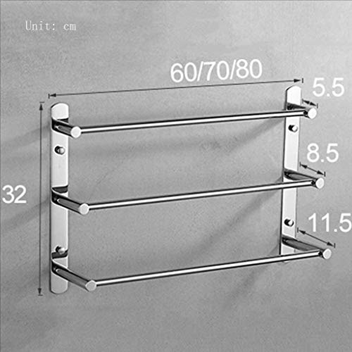 Toallero de 80cm contra el desorden textil con montaje seguro de pared en acero inoxidable 4