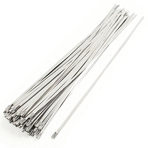 Aexit 100Pcs Stainless Hose Clamps Steel Coated Zip Cable Tie 300x4.6mm for Snap Grip Hose Clamps Pipe Hose