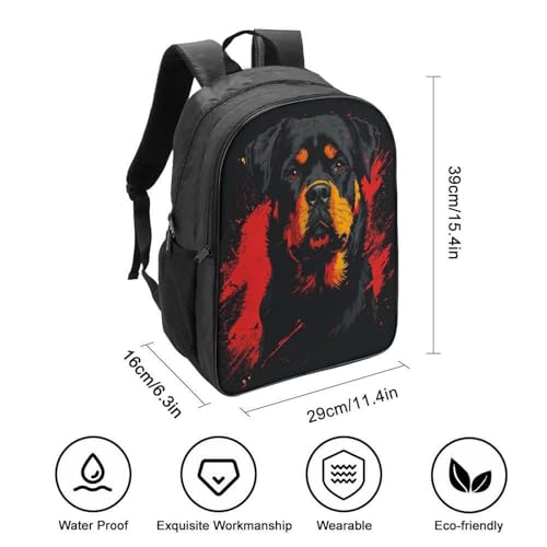 Regalos para niñas niños mochila Rottweiler escolar espaciosa e impermeable de 40cm 2