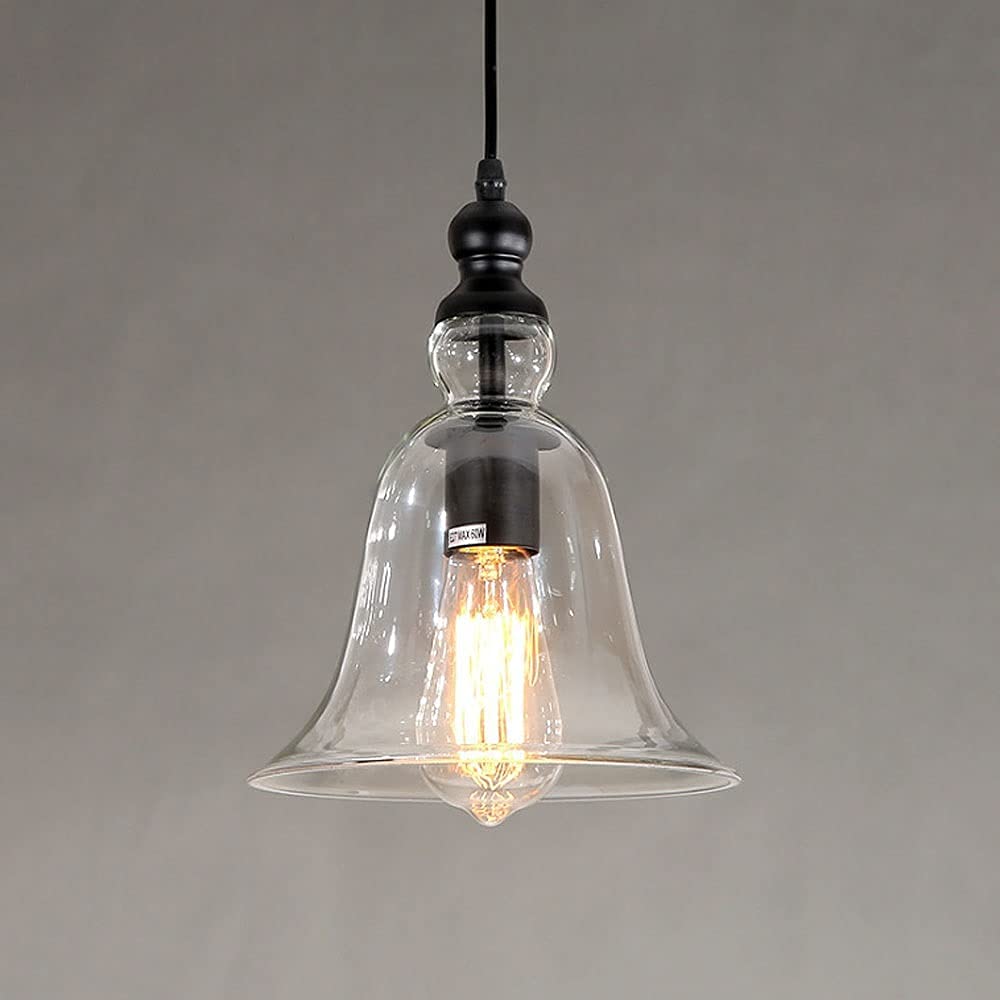 Suspension suspendue E27 loft métal noir dôme verre bar - 7