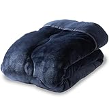 アイリスプラザ 掛け布団 シープボア 毛布 3層構造でふんわりあったか 洗濯機で丸洗いOK ふわふわ毛布と布団がひとつになった贅沢な寝心地 なめらかフランネル モコモコシープ調ボア ダブル ダークネイビー