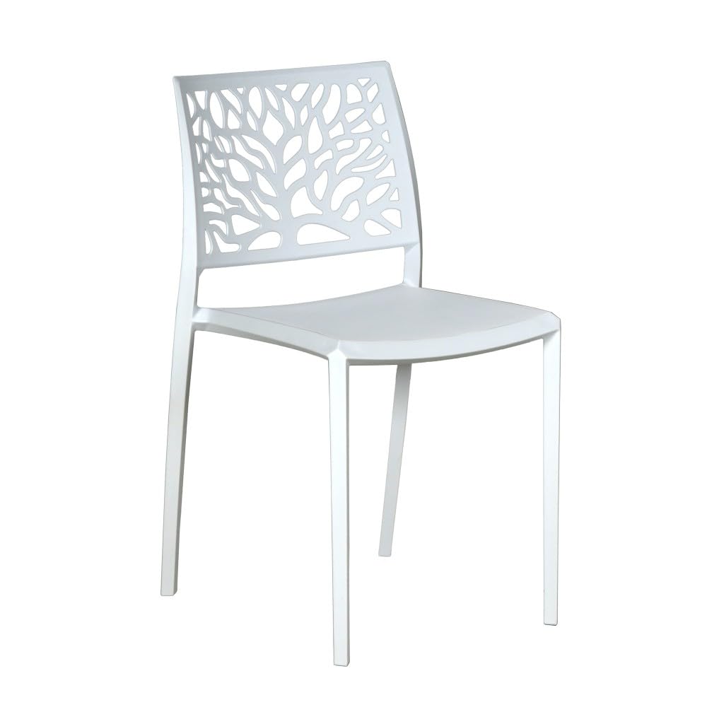 WEBER INDUSTRIES Lot de 4 chaises empilables Clara pour intérieur et extérieur/Blanc