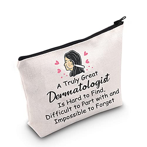 MEIKIUP Dermatologist Gift Dermatology Doctor Makeup Bag Dermatology Medical Staff Gift A Truly Great Dermatologist Is Hard Travel Zipper Cosmetic Bag (Dermatologist bag)