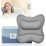 Essort Badewannenkissen, luxuriöses Badkissen für Kopf und Nacken, wasserdicht mit rutschfesten leistungsstarken Saugnäpfen, Schaumbadkissen für die meisten Whirlpools, Geschenk für Weihnachten Grau