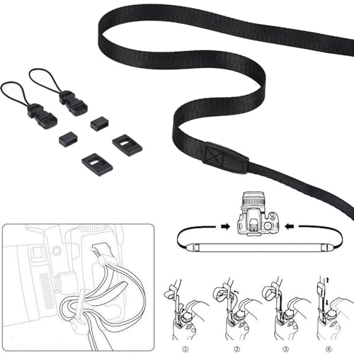 [サムコス] カメラ ショルダー ネック 長さ調節可能 カメラ ストラップ 一眼レフ コンパクトカメラ デジカメなど用 (ブラック)