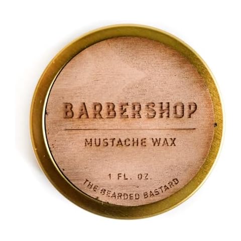 TBB Barbershop Mustache Wax 1 Ounce Tin of Strong All Day Hold Mustache Wax with Beeswax, Lanolin, Tea Tree and Jojoba Essential Oils, Mens Care Great Smelling Facial Hair Products Cover