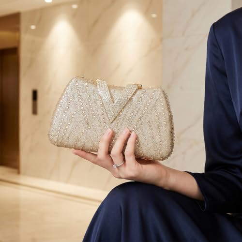 Image of SH Clutch Purse Rhinestone Clutch Purses for Women Glitter Prom Purse