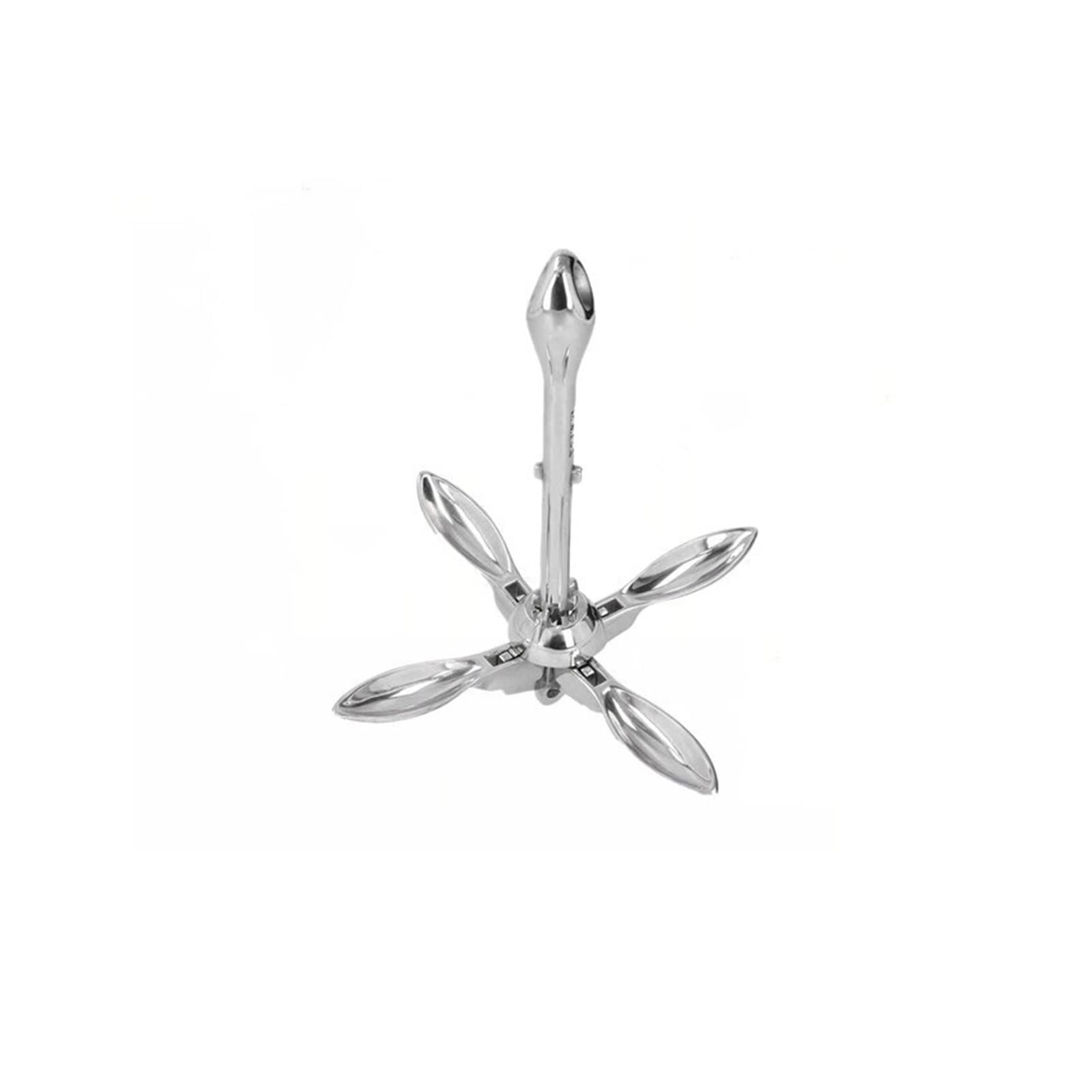 Kjueq Silver 0.7Kg, 1.5Kg, 2.5Kg, 3.2Kg 316 Stainless Steel Marine Yacht Accessories Marine Hardware Anchor Folding Anchor Umbrella Anchor(2.5Kg)