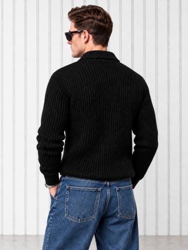 Image of Kvetoo Mens Woolen Sweater for Man Winter Quarter Zipper Knit Sweater Full Sleeve Office Wear Pullover