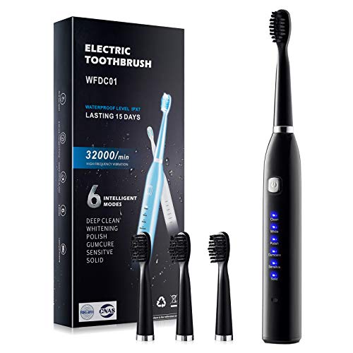 UUSYXNA Electric Toothbrush, Adult Rechargeable Toothbrush, 6 Optional Modes and 2-Minute Built-in Timer, IPX7 Waterproof Rating, USB Fast Charging