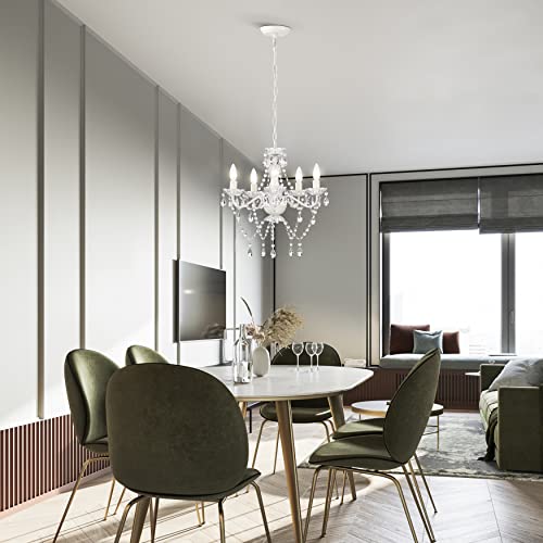 Antique House WHITE CHANDELIER Crystal Chandeliers 5 Light White Acrylic Chandelier Girls Chandelier thumb #4