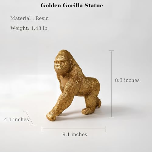 Estatua de Gorila Dorado de Resina de 8.3 pulgadas miniatura 2