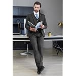 MAGE MALE Mens Suits Slim Fit 3 Piece Tuxedo Suit One Button Solid Prom Wedding Party Blazer Vest Pants Set with Tie - Image 4