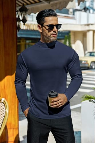 Ekouaer Men's Mock Turtleneck Long Sleeve Turtle Neck Tops Thermal Shirts - image 3
