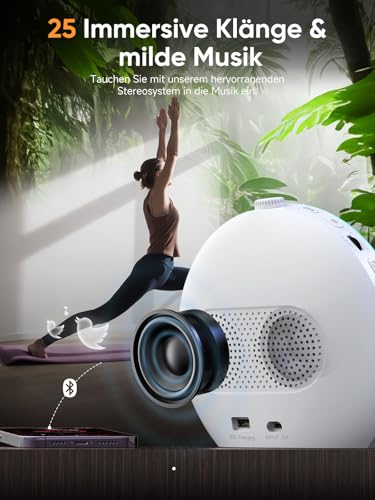 Foryond Tageslichtwecker,Geschenke Lichtwecker Wecker Digital Wake Up Light mit 25 beruhigende Klänge in 16 Helligkeit,Doppelalarm,8 Volltonfarben 9 farbige Licht, Wecker mit Projektion