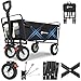 Produktbild Sekey Bollerwagen Faltbar Gummireifen 200KG Schwerlast, Faltbarer Bollerwagen Geländetauglich, Klappbarer Handwagen Strand Camping Kinder Ultraleise Vollgummi 100L, StarkX 3114, Tiefschwarz